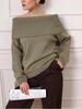 Russian Women's Early Spring Off-the-Shoulder Knit Sweater