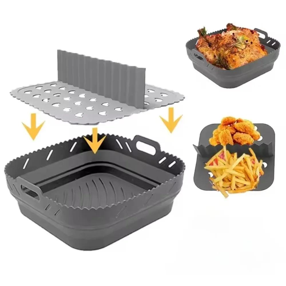 Silicone Air Fryer Tray with Divider Plate Reusable Non-Stick Baking Mat for Oven  Fried Chicken Dishwasher-Safe