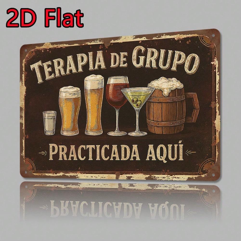 Vintage Metal Wall Art Spanish Quote Sign Beer Cocktail Decor Man Cave Kitchen Bar Office Rustic Retro Farmhouse