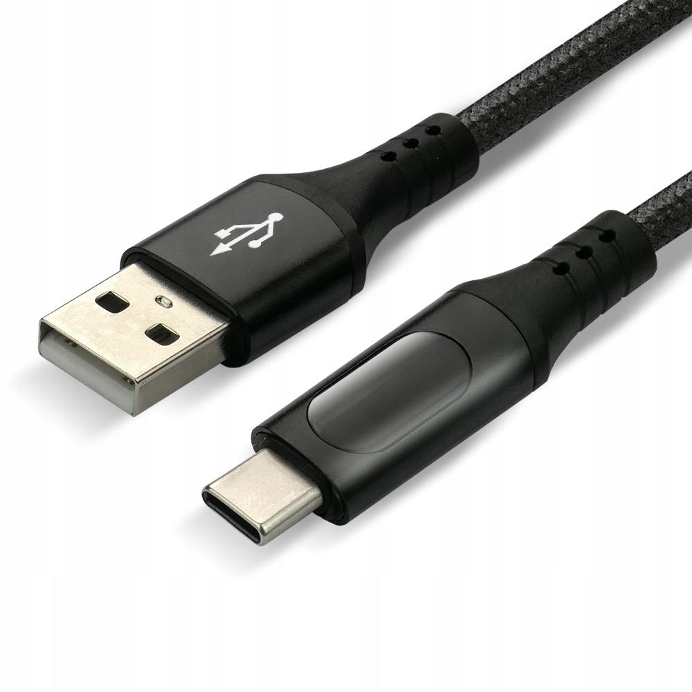 Kabel USB -> USB-C everActive CBB-2CBL 2m 3A Wbudowany Wyświetlacz Czarny