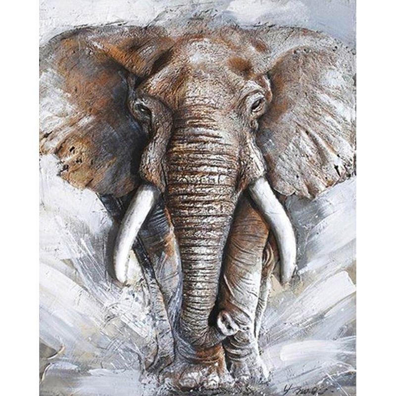 

Полный дрель Алмазная картина Цвет Африканский слон Вышивка крестиком Алмазная вышивка Животные 5D DIY Мозаичный Декор для Ho Full Round 40x50CM