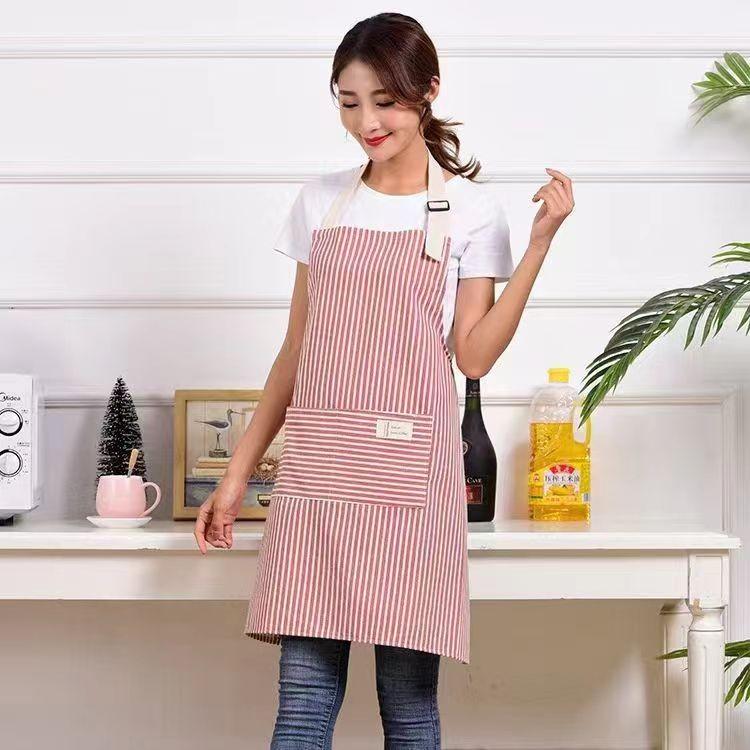 Linen Striped Cotton Apron Household Tasks Breathable Kitchens Apron Dining