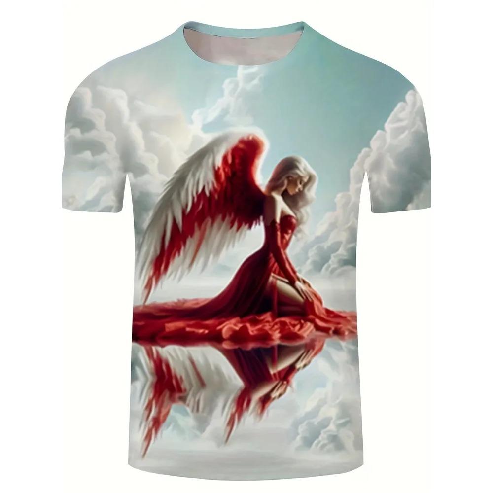 Summer Mens T-shirt Creative 3D Printed Short Sleeved T-shirt Fashionable Comfortable Soft Breathable Large Loose T-shirt