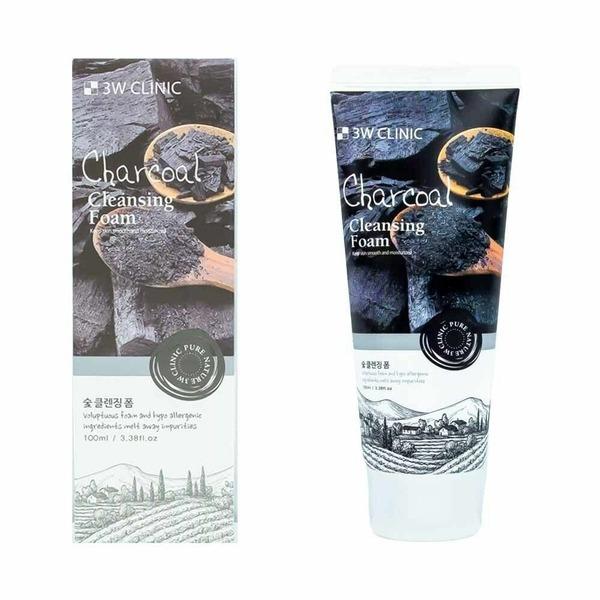 3W Clinic Charcoal Cleansing Foam 100ml Hypoallergenic Cleanser 620292 (WAD13D2)