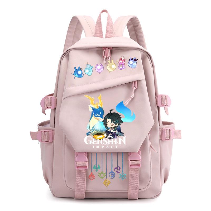 Mochila Escolar Estudante Viagem Caderno Presente para Crianças Bolsa Genshin Impact