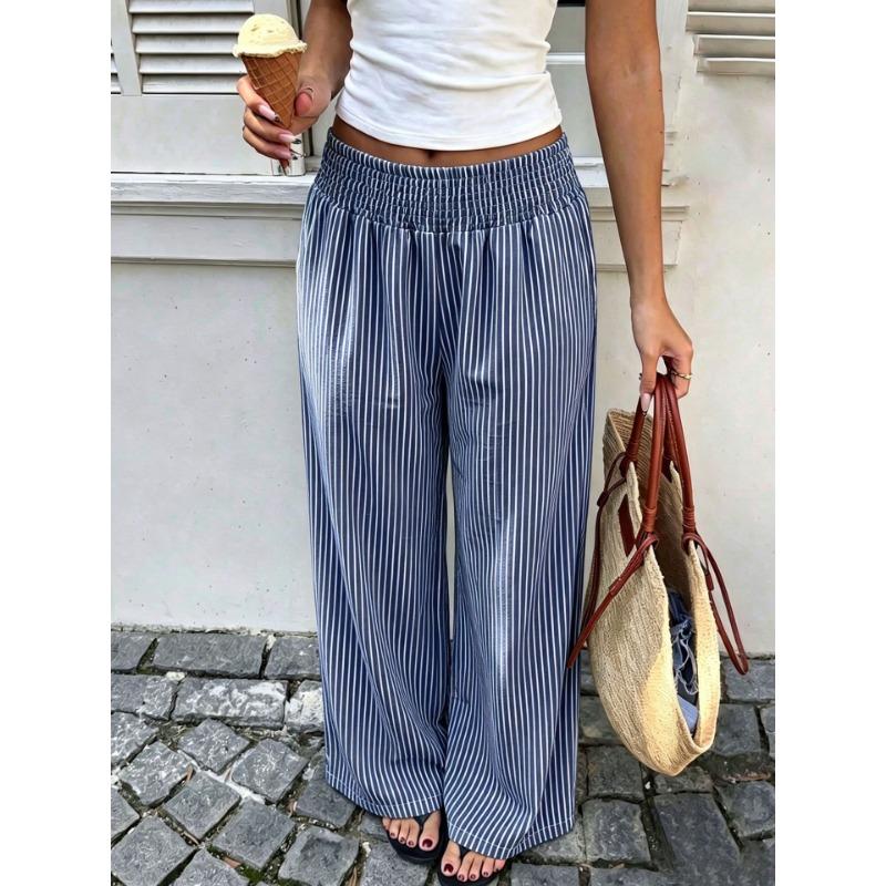 Women Striped Straight Leg Casual Vacation Long Pants