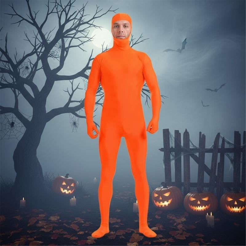 Stealthy Full Body Suit With Face Opening High Elasticity Spandex For Halloween Stage Performances Role Play Photography