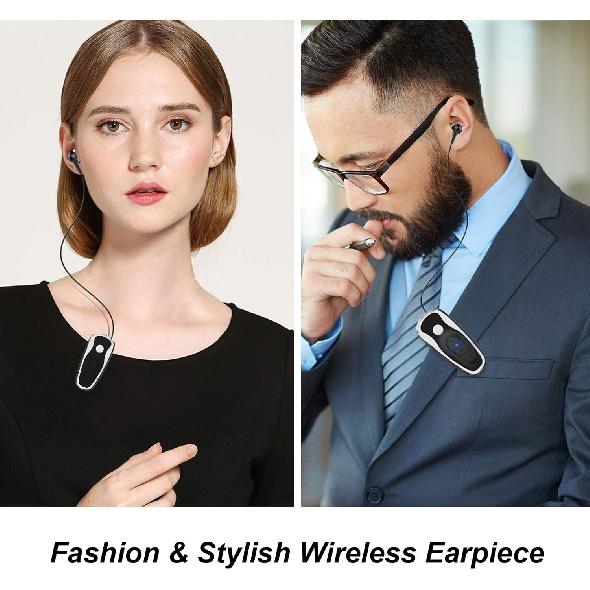 Retractable Wireless Headphone Headset Stereo Earphone lightweight V5.0 Noise Cancelling Mic Clip on Earpiece workout Sports running Business Trucker