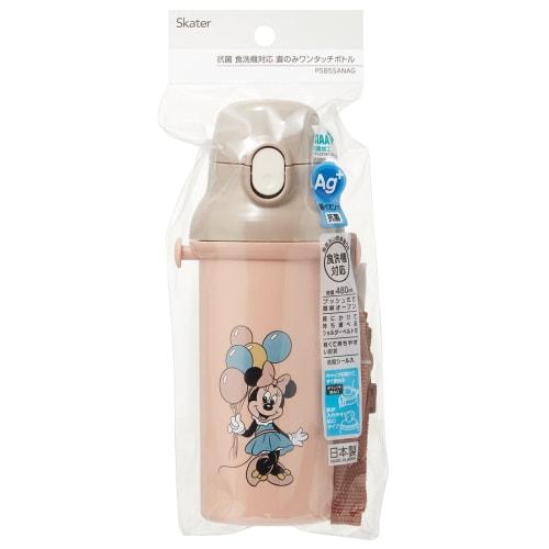 Skater Children's Plastic Water Bottle, 480ml, Antibacterial, Disney Minnie Mouse Retro Design, Made In Japan (PSB5SANAG-A)