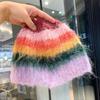 Neue Dopamin-Farbige Plüschmütze für Damen im Herbst und Winter Verdickte Warme Fischerhut Ohrenschutz Gestrickte Wollmütze