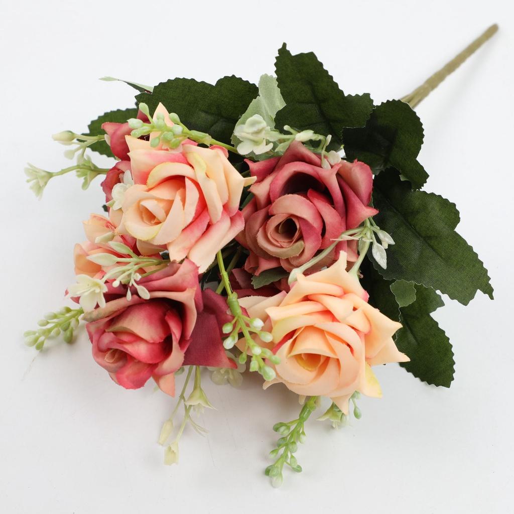 Realistic Rose Peony Artificial Flower Bouquet For Home Wedding Hotel Decoration Silk Material