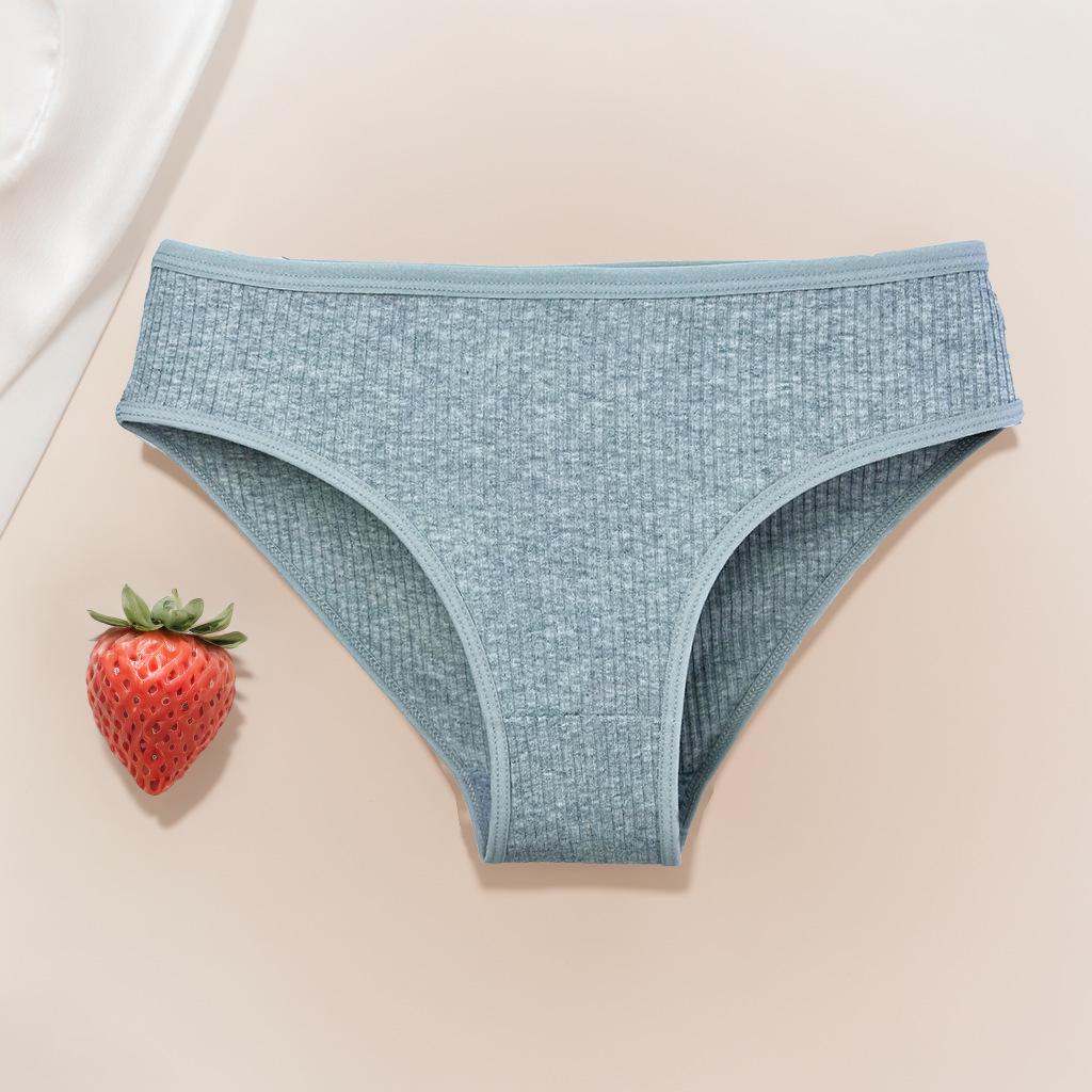 Dámské žebrované kalhotky z čisté bavlny - Prodyšné, k pokožce šetrné trojúhelníčkové prádlo