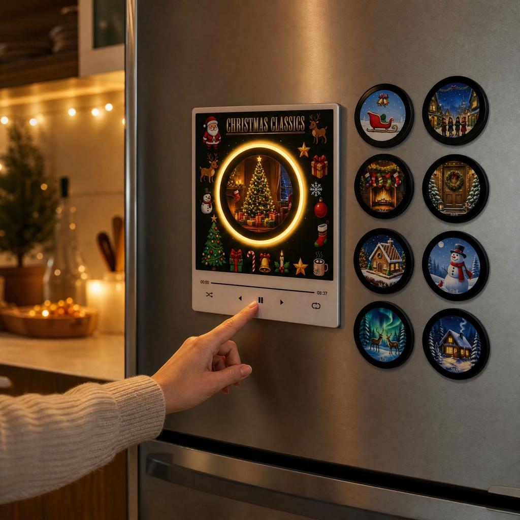 Christmas Rotating Disc Music Box Night Light with and Refrigerator