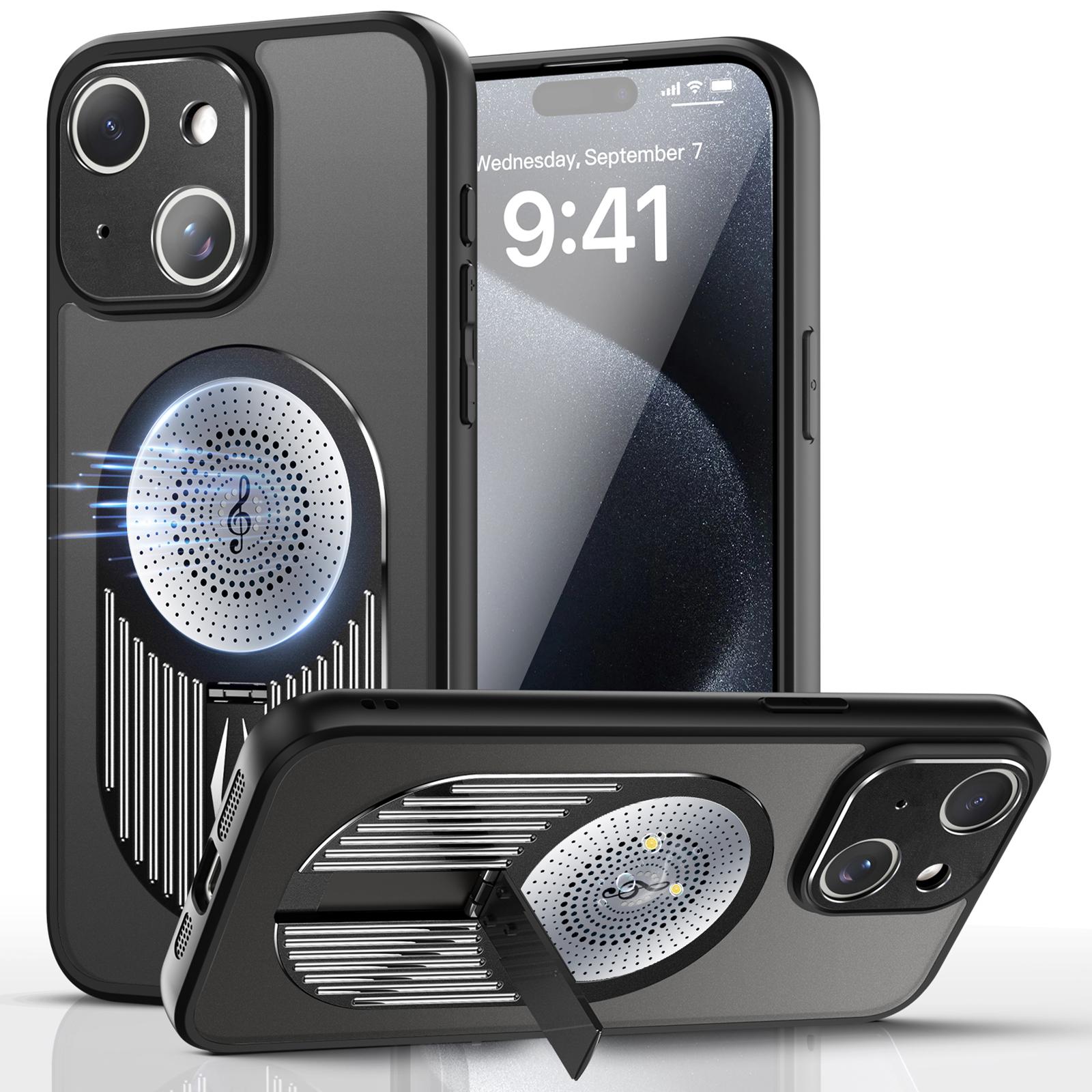 

Для iPhone 13 графеновый чехол для рассеивания тепла силиконовый + чехол-подставка для ПК Black