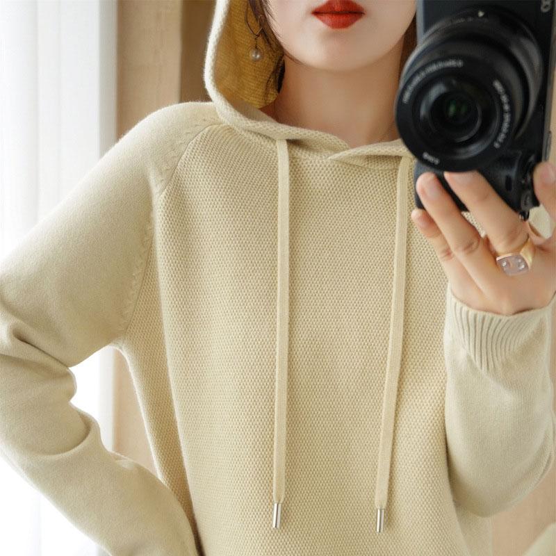 Hooded Sweater Woman Long Sleeve Warm Bottoming Shirt Solid Casual Pullovers Knit Tops Korean Fashion Jumper