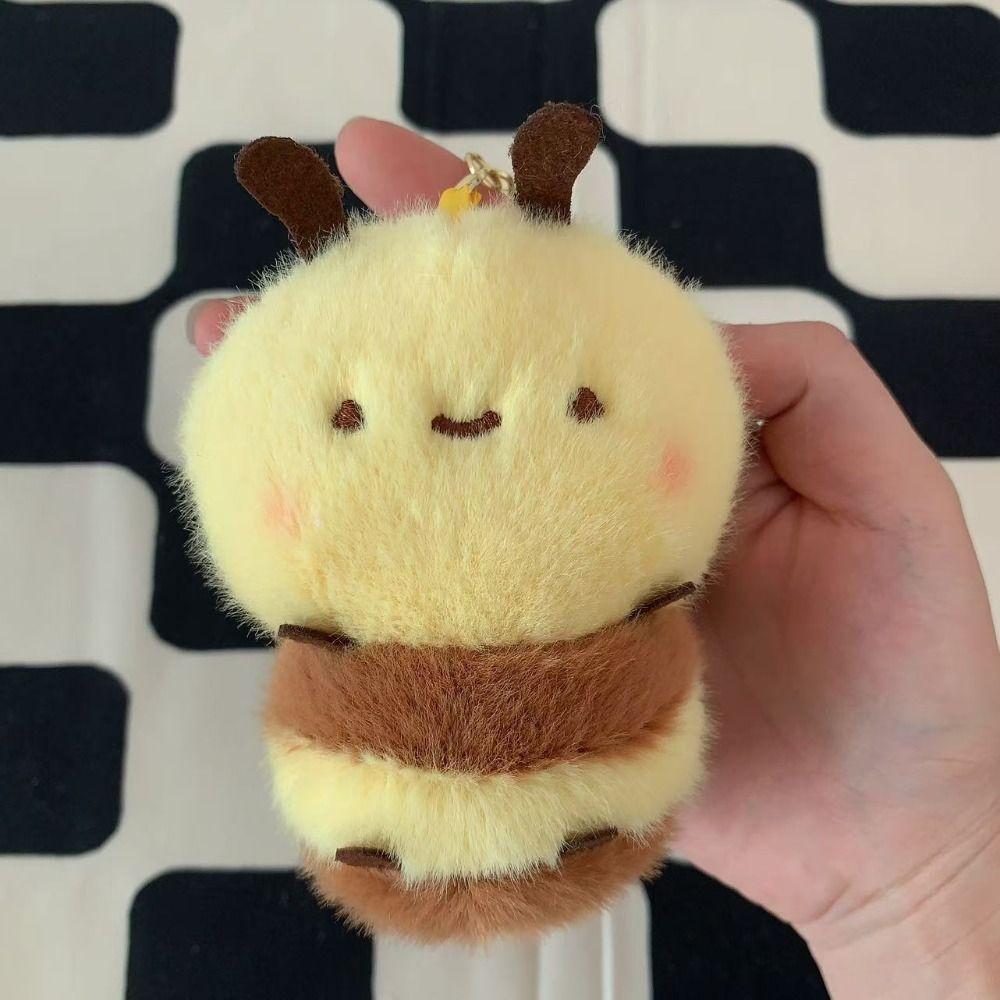 Stuffed Animal Little Bee Doll Plush Doll Bee Keychain Creative Bee Plush Pendant  Kids Gift