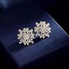 Niche Design Red Cute Full Diamond Snowflake Stud Earrings - S925 Silver Needle Korean Style Ear Jewelry