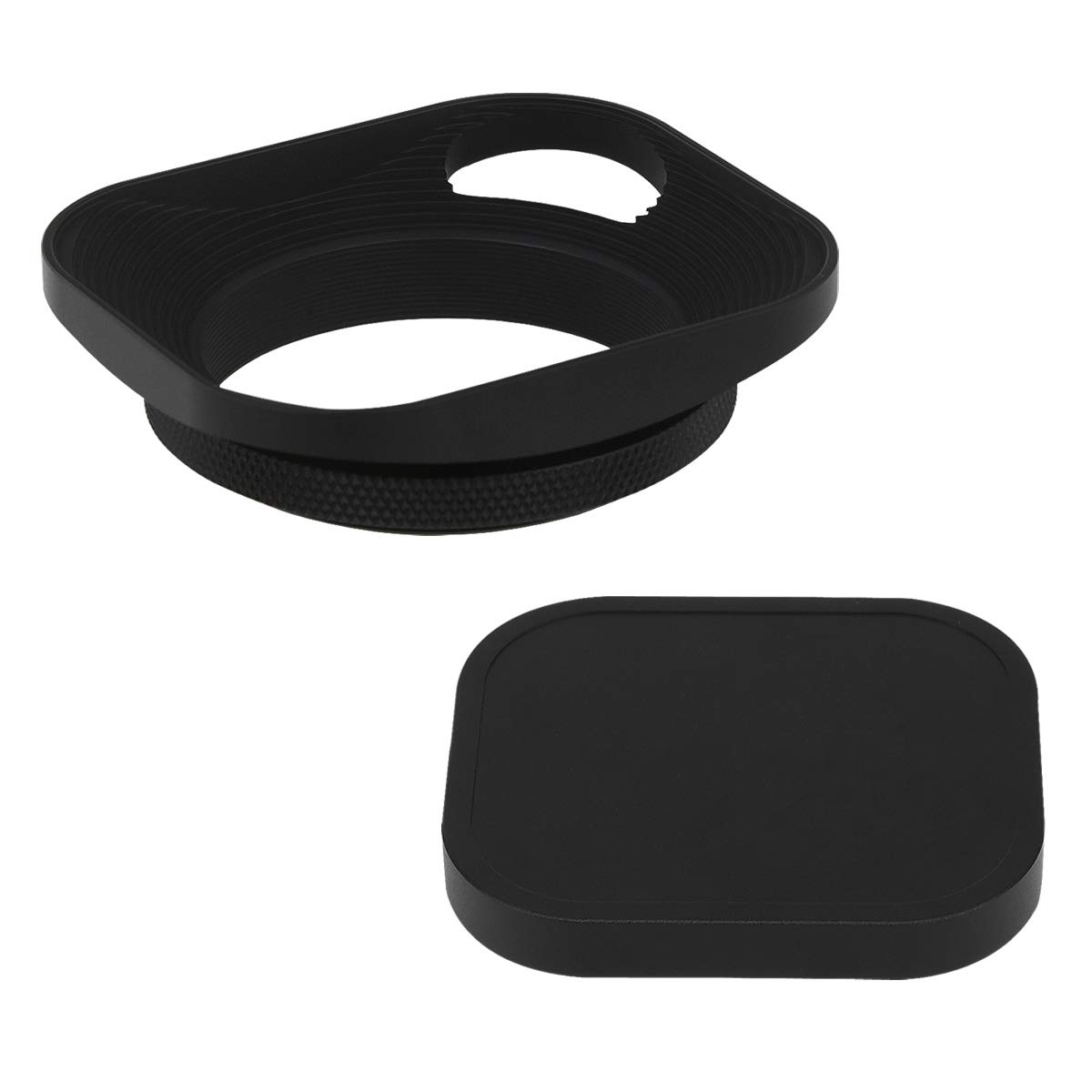 

Haoge 49mm Square Metal Lens Hood Hollow Out with Cap for Leica Rangefinder Camera with 49mm E49 Filter Thread Black LH-E2P Screw-in Lens,