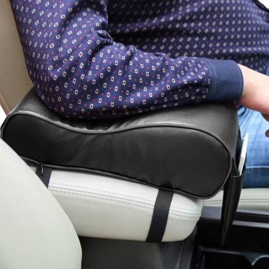 Black Car SUV Armrest Box Mats Console Pad Liner Cushion Cover PU Leather