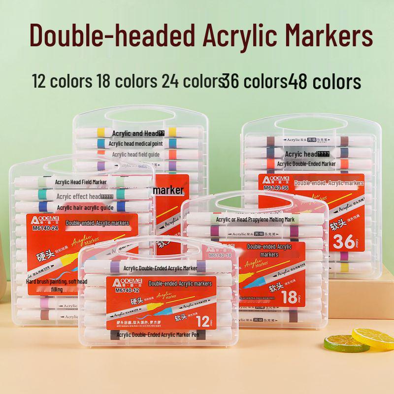Double-Ended Acrylic Markers: 12, 18, 24, 36, 48 Colors for Painting, Art, Hand-Painting