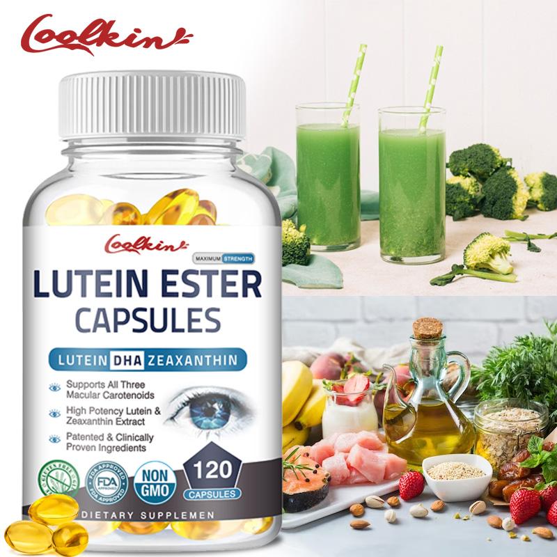 Coolkin Lutein Ester Capsules contain zinc, vitamin C, lutein, and zeaxanthin, which help protect eye health.