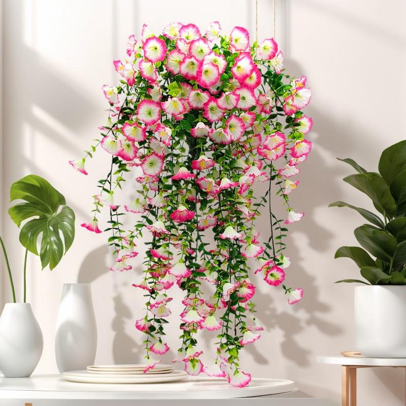 2PC UV-Resistant Artificial Morning Glory & Eucalyptus 75CM Hanging Decor For Home,Garden,Weddings Flower Outdoor Decoration