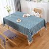 Modern Simple Table Cloth Embroidered Checkered Tablecloth Cotton Linen Fabric Small Fresh Tea Table Rectangular Table Mat