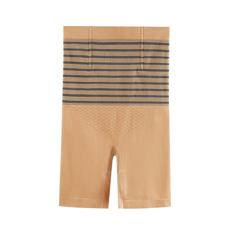 Striped High Waisted Abdominal Contraction Hip Lifting Pants Waistband Shaping Underwear Women's Safety Short Pants