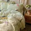 Soft Waxy Wrinkled Yarn Lace, Fairy Beauty Bow Skin-Friendly Quilt Cover Student, Bed Sheet And Mattress
