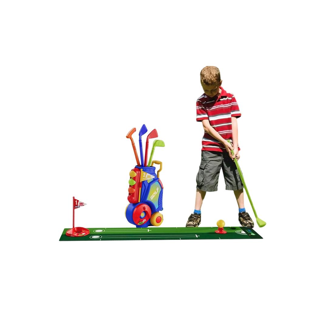 Dětská golfová sada Mini golfová hra do interiéru s putting rohoží, golfovými holemi, míčky a přepravní taškou pro rodinnou interaktivní sportovní aktivitu