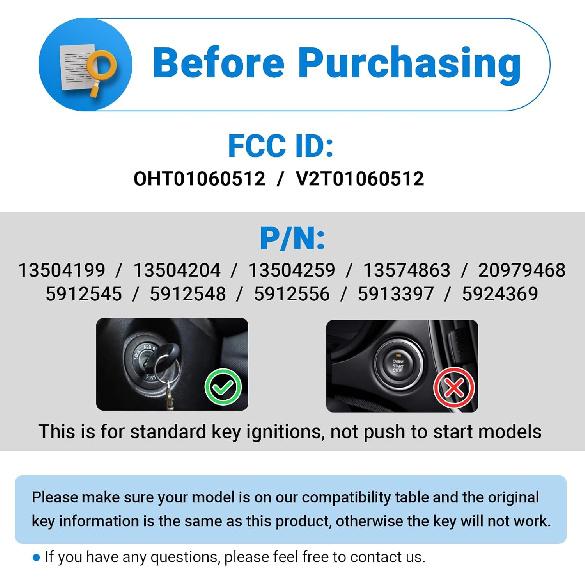 Car Key Fob Keyless Entry Remote Compatible with 2010- Chevy Cruze/Camaro/Impala/Equinox/GMC Terrain/Buick Lacrosse 5 Buttons Key for OHT01060512 (1