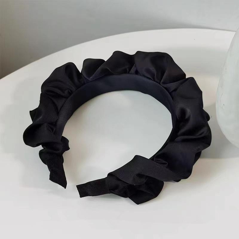 Fashion Women's And Girls Soft Ruffled Satin Cloth Headband Ladies Hair Accessory Ins Female Daily Casual Hair Hoops