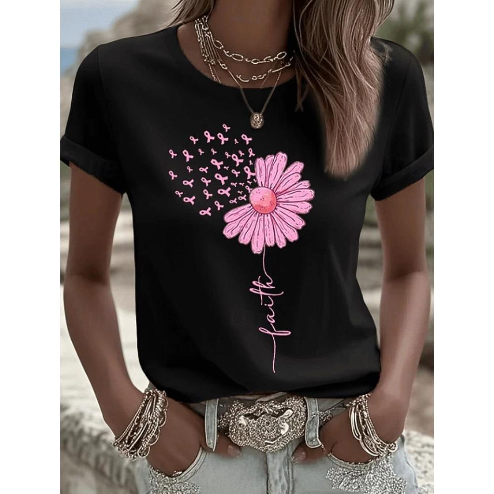 Fashion Women Retro Creative Daisy Dandelion Print T Shirt Funny Casual O-neck Short Sleeves T-shirt Summer Female Tee Shirt