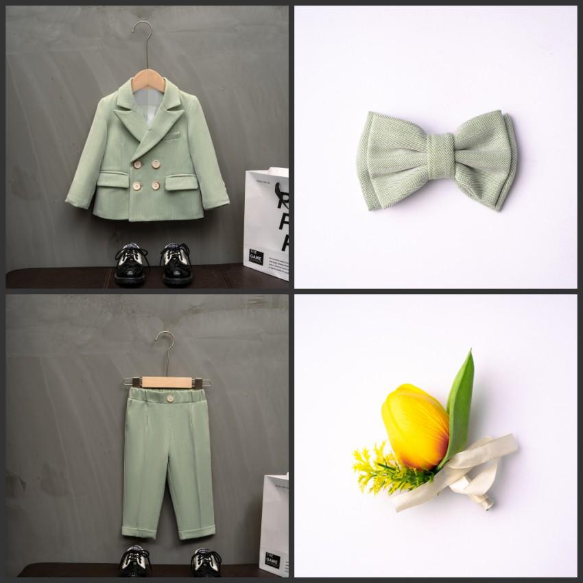 Traje de Florista Estilo Britânico Outono/Inverno para Bebês de 1 Ano - Roupa de Aniversário e Casamento