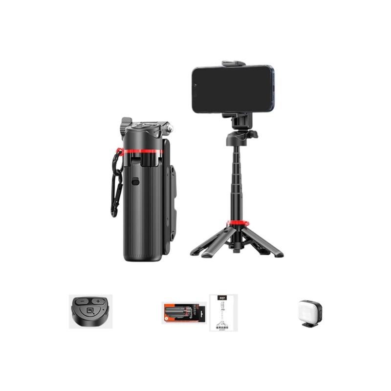 Wireless Remote Operated Selfie Stick Desk Tripod Featuring Quick Open Button and Six Section Extendable Design