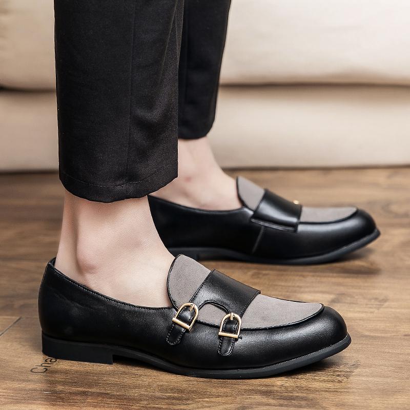 Moda Brytania Retro Męskie Formalne Lakierowane Skórzane Sukienkowe Szpiczasty Nosek Biznesowe Oksfordy Monk Strap Obuwie Ślubne na Bal Maturalny