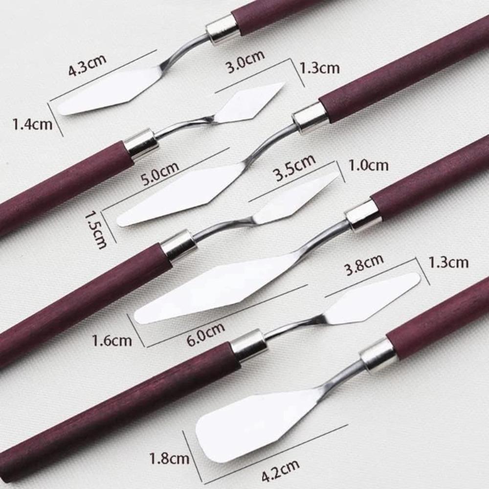 7-teiliges Kuchenpalette Messer Kunst Kleine Tonwerkzeuge Backen Mini-Ölspachtel für Dekoration DIY/Dekorationsdesign Kunststoff Holzgriff