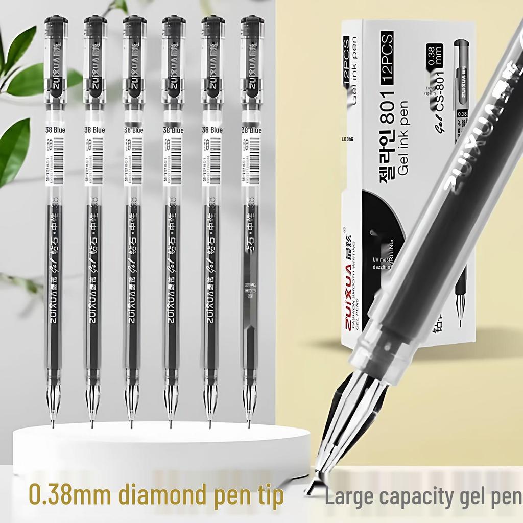 Diamond Large Capacity Black Gel Pen 0.38mm - Ultra Fine Student & Signature Pen