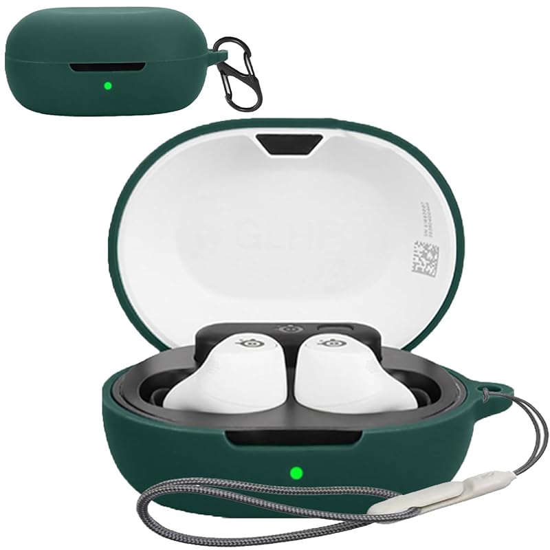 

For SteelSeries Arctis GameBuds case Cover [HNWEIWEI] for (With carabiner + strap included) ) silicon storage case convenience With carabiner trip