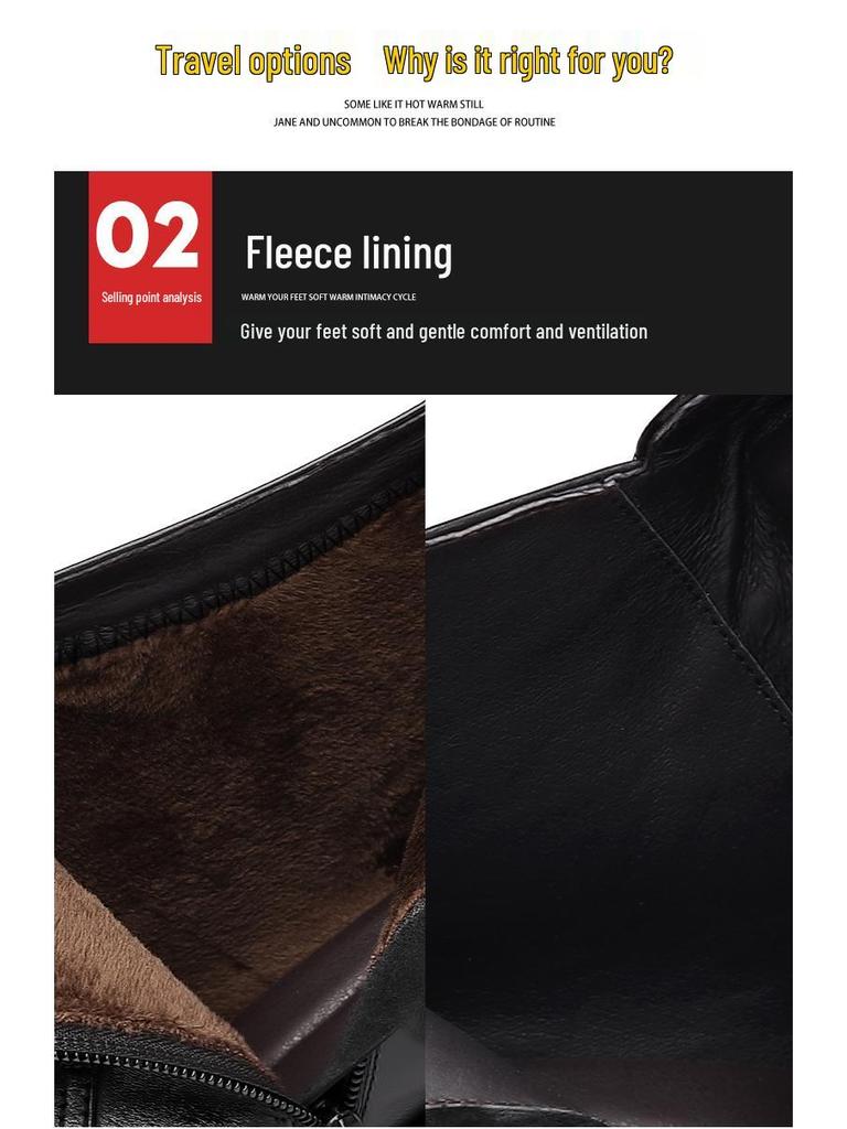 Top Grain Cowhide Autumn/Winter Men's Chelsea Boots - Genuine Leather, High-Top, Fleece-Lined, British Style Martin Boots