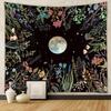 Goth Witchy Skull Wall Tapestry Black White Moth Snake Moon Constellation Mystic Spiritual Teen Room Hanging Cloth Decor