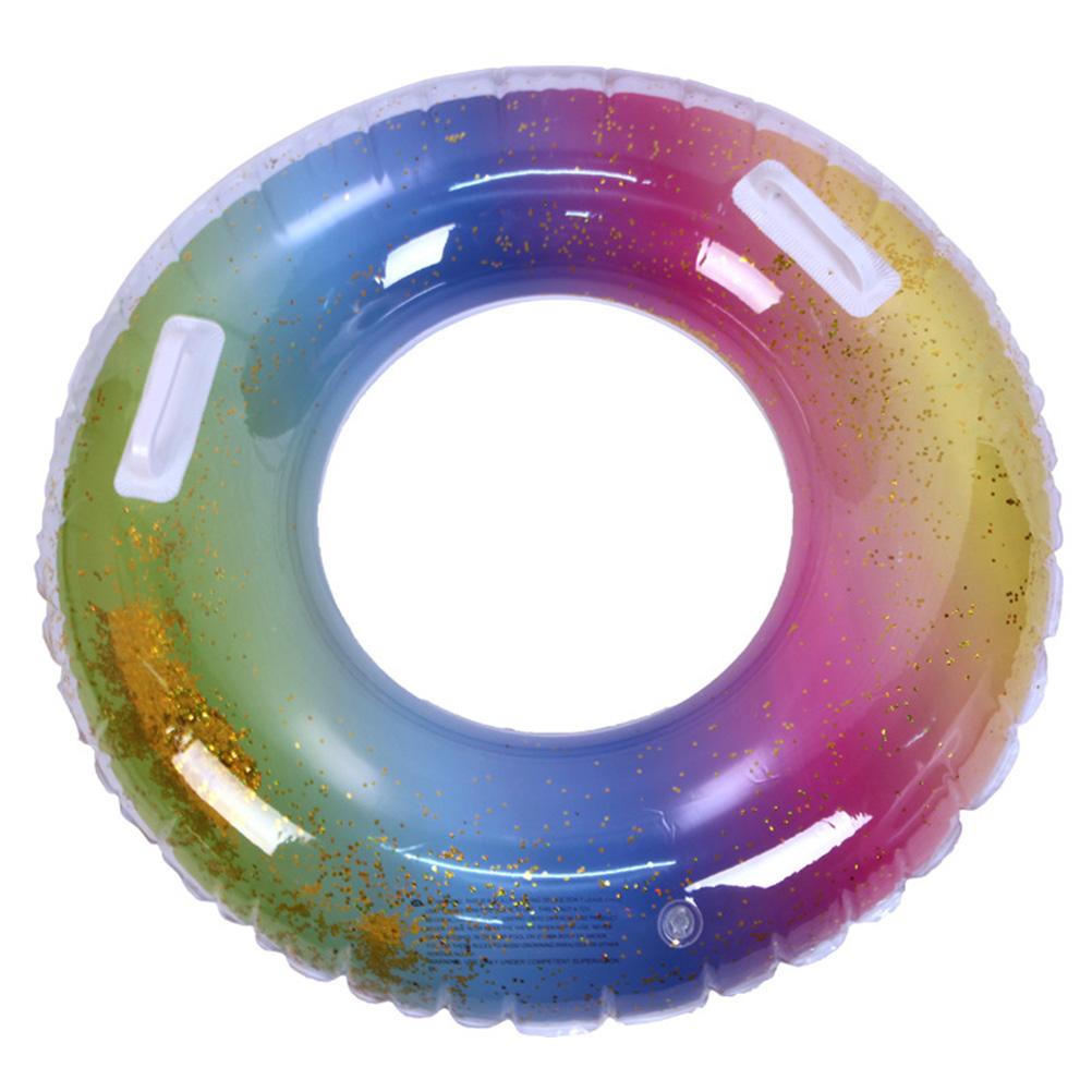 Swimming Ring Sequins Rainbow Color Pool Float Ring Thickened Translucent Water Tube Raft For Indoor Pool Parties Entertainment