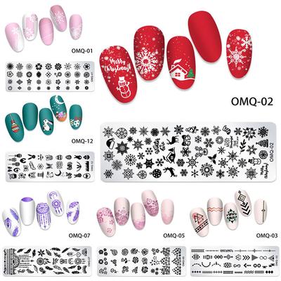 Stampa Modello Nail Art Giapponese, Marmo Fiocco di Neve Natalizio Stampa Nail Art Piastra in Acciaio