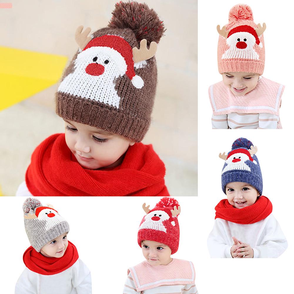 Baby Hair Ball Hat With Earmuffs Children/'s Knitted Cap Warm Winter Knit Cap W