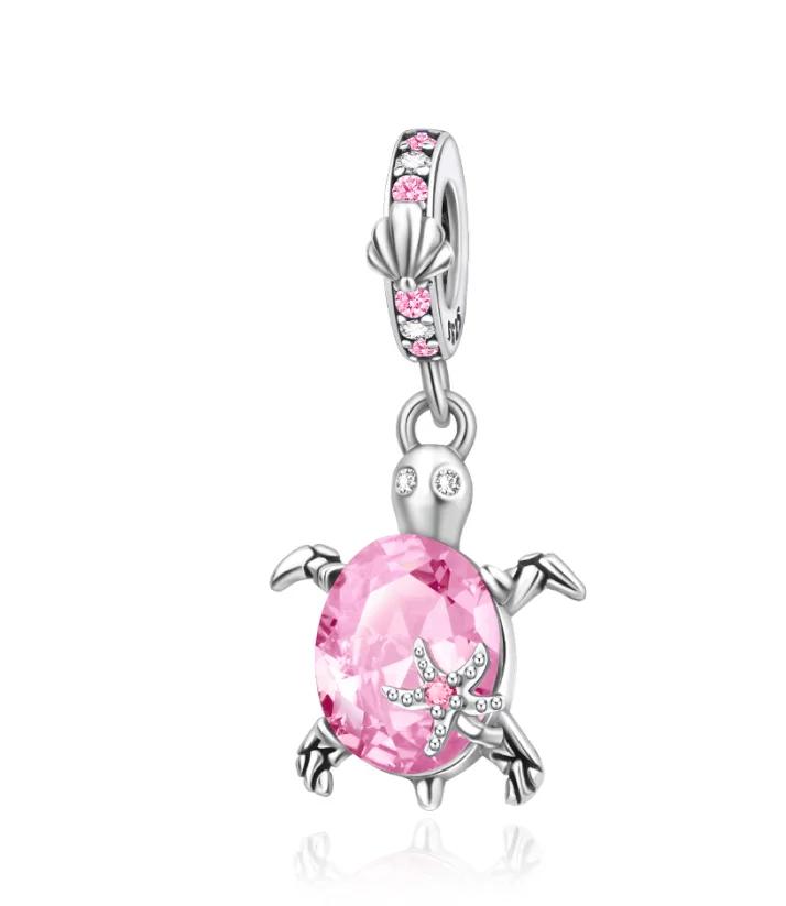 Brand New Summer Murano Glass Sea Turtle Dangle Charm Bead Component Colorful Crystal Pendant Bead Components Compatible With Authentic Original