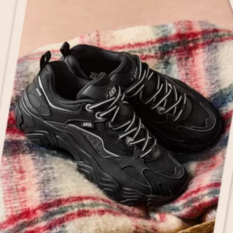 Anta Star Sea Retro Versatile Low-Top Dad Shoes Women Sneaker Black Silver 922518890-5