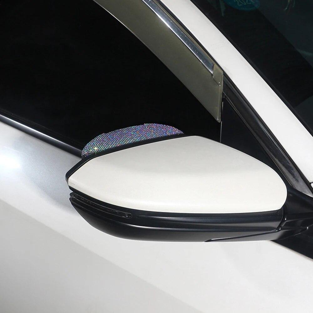 2Pcs PVC Car Rear View Mirror Sticker Rain Eyebrow Auto Mirror Rain Shield Cover Bling Car Accessories Interior for Woman