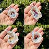 Artificial Crystal Agate Pendant Necklace With Silver Edge For Daily Wear