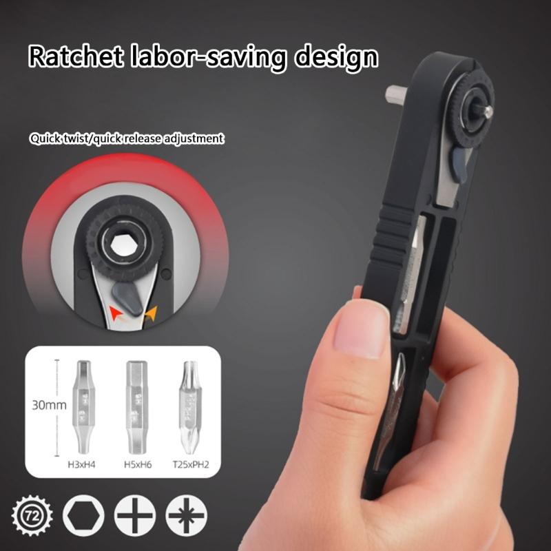 Cycle Repair Driver with Direction Control, 7-in-1 Integrated Spanner Openings and Double-Ended Attachments for Routine Bike Maintenance While