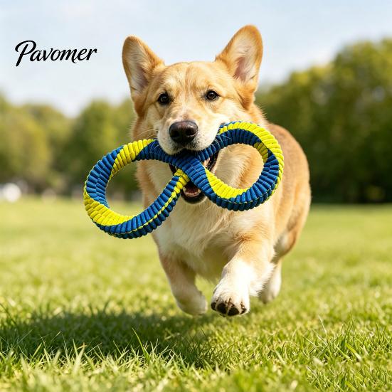 Interactive Training Toys for Dogs Dog Tug Toy, Nylon 8-Shaped Chew Teeth Cleaning Dental Chewing Rope Aggressive Chewers, Outdoor Training,